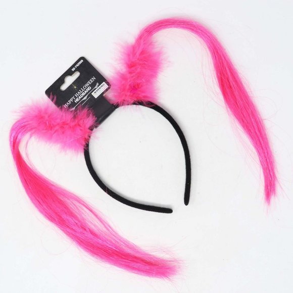 Hot Pink Ponytail and Feathers Headband - Picture 2 of 4